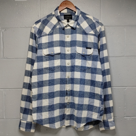 Lucy brand Saturday stretch plaid flannel shirt men's size medium bnwt - Picture 1 of 14